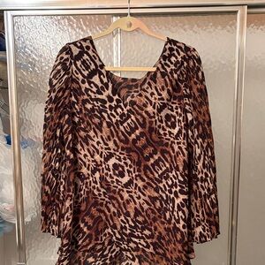 Hot in Hollywood Leopard Print V-Neck Blouse in Brown and Black